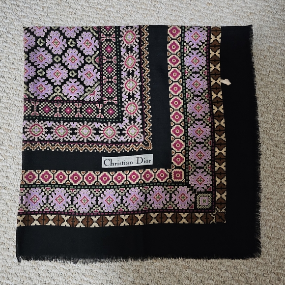 Dior Accessories - Christian Dior Black Multicolor Scarf